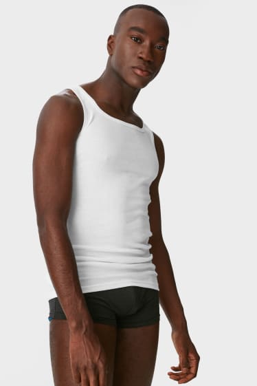 Hombre - Pack de 2 - camisetas interiores - canalé fino - blanco