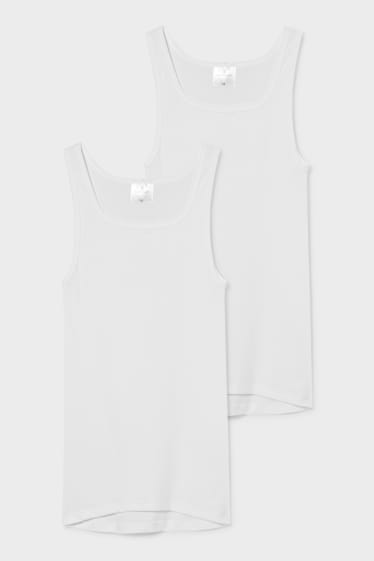 Hombre - Pack de 2 - camisetas interiores - canalé fino - blanco