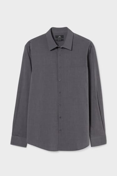 Hombre - Camisa - regular fit - kent - de planchado fácil - gris oscuro