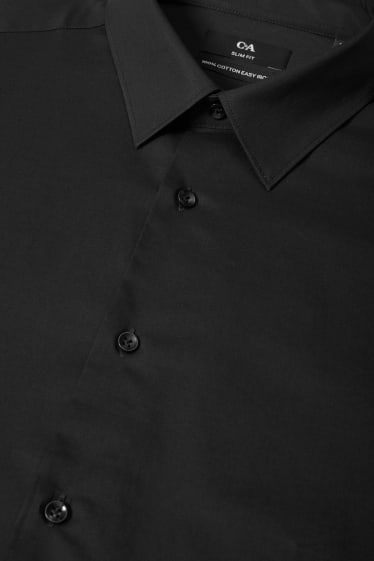 Hommes - Chemise de bureau - slim fit - manches ultralongues - facile à repasser - noir