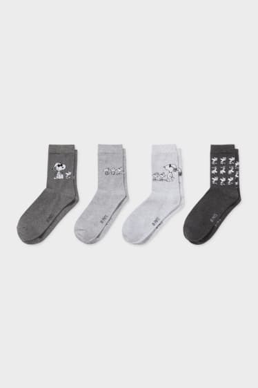 Dames - Set van 4 - sokken - Snoopy - donkergrijs / lichtgrijs