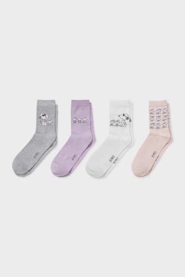 Dámské - Multipack 4 ks - ponožky - Peanuts - bílá/růžová