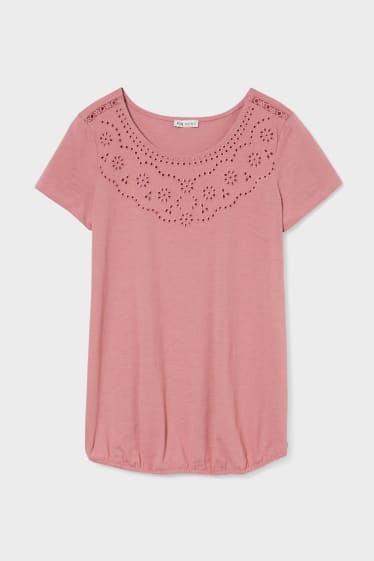 Dámské - Těhotenské tričko - tmavě růžová