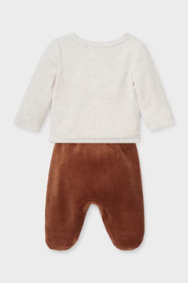 Babys - Erstlingsoutfit - 2 teilig - braun / cremeweiß