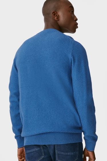Herren - Feinstrick-Pullover mit Kaschmir-Anteil - blau