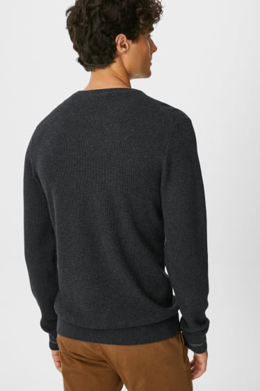 Mężczyźni - Sweter z dodatkiem kaszmiru - szary-melanż