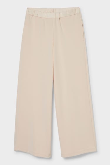 Women - Jersey trousers - straight fit - taupe