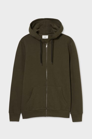 Men - Zip-through sweatshirt with hood - dark green-melange