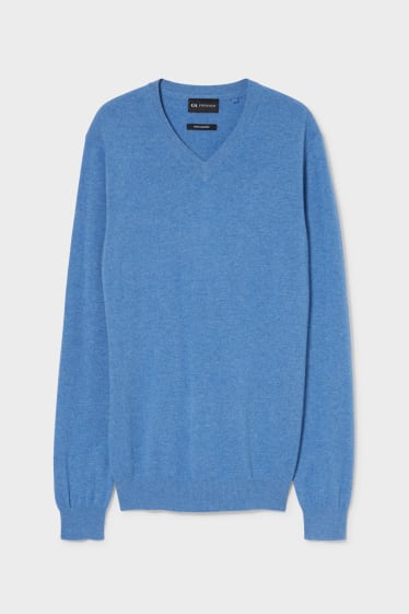 Uomo - Pullover di cashmere - blu melange
