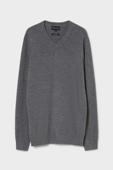 Herren - Kaschmir-Pullover - grau-melange