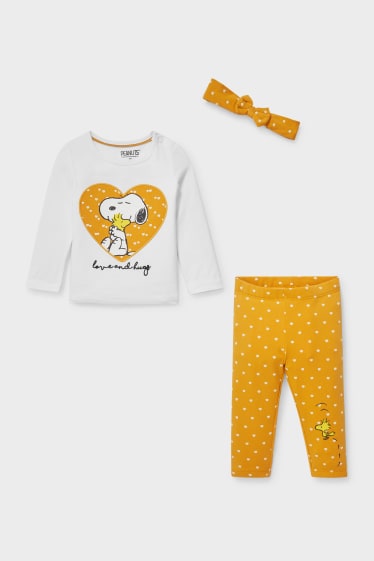 Bébés - Snoopy - ensemble pour bébé - 3 pièces - jaune