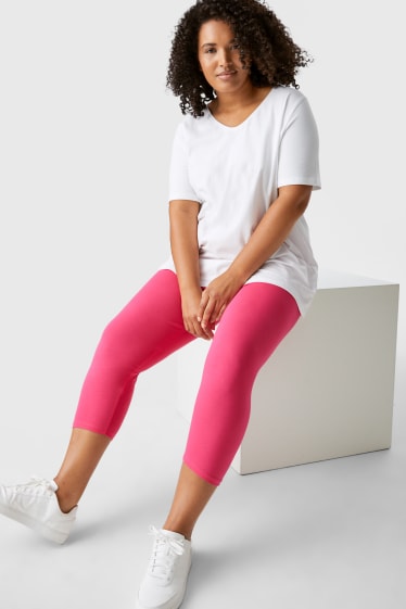 Femmes - Lot de 2 - leggings capri - blanc / rose