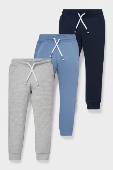 Kinderen - Set van 3 - joggingbroek - blauw / grijs