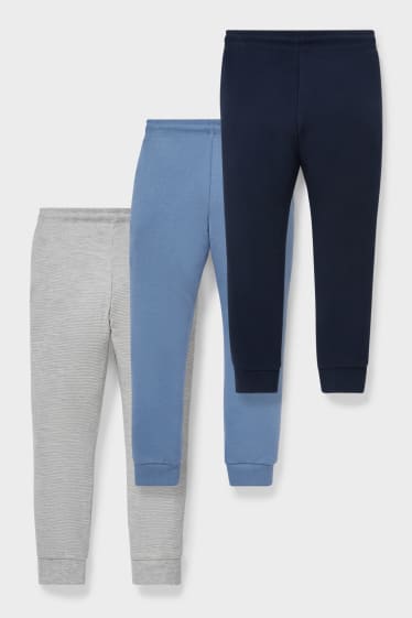 Kinderen - Set van 3 - joggingbroek - blauw / grijs