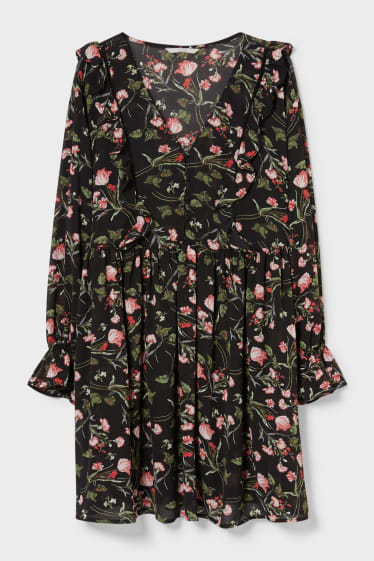 Mujer - CLOCKHOUSE - vestido - de flores - negro