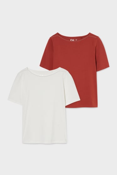 Women - Multipack of 2 - T-shirt - red / cremewhite