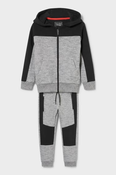 Enfants - Ensemble - veste en molleton à capuche et pantalon de jogging - 2 pièces - gris chiné