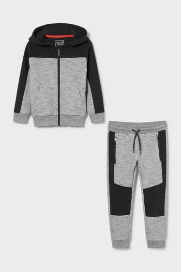 Enfants - Ensemble - veste en molleton à capuche et pantalon de jogging - 2 pièces - gris chiné