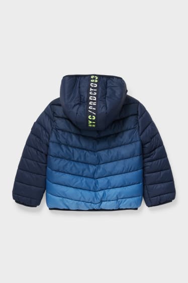 Children - Quilted jacket with hood - blue / dark blue