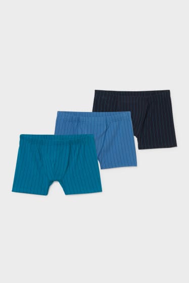 Men - Multipack of 3 - trunks- striped - blue / dark blue