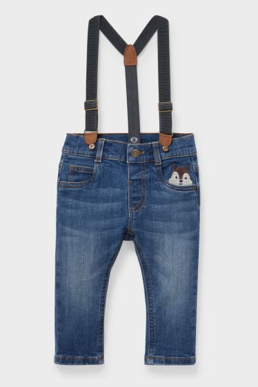 Neonati - Jeans con bretelle per neonati - jeans blu