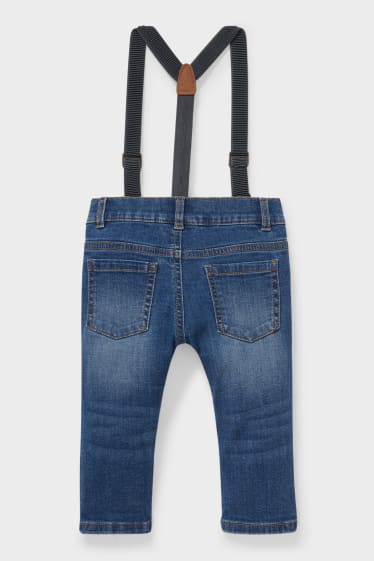 Neonati - Jeans con bretelle per neonati - jeans blu