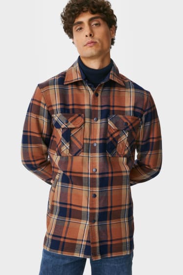 Men - Shirt jacket - brown / dark blue