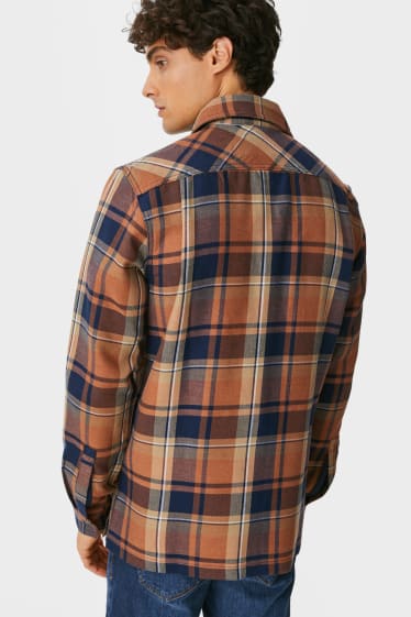 Men - Shirt jacket - brown / dark blue