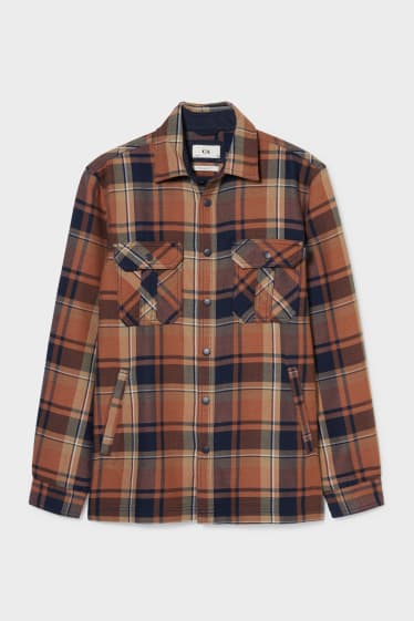 Men - Shirt jacket - brown / dark blue
