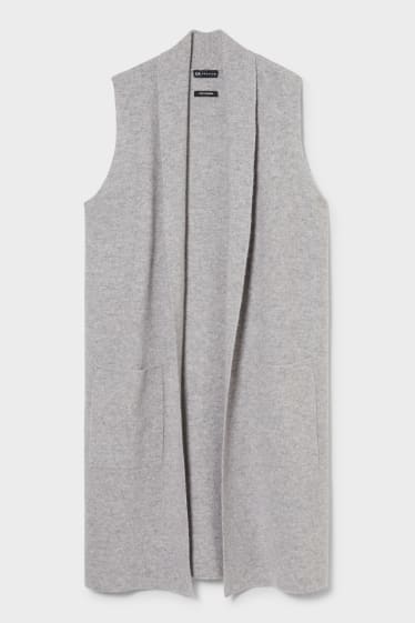 Women - Knitted cashmere gilet - gray-melange