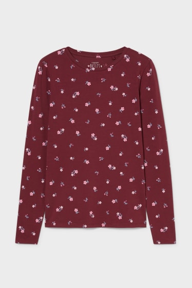 Teens & young adults - CLOCKHOUSE - long sleeve top  - floral - bordeaux
