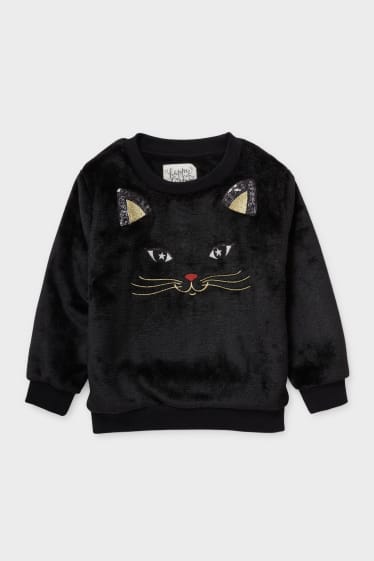Kinderen - Sweatshirt van teddybont - glanseffect - zwart