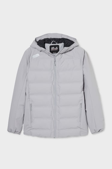 Men - Quilted jacket with hood - THERMOLITE® - light gray