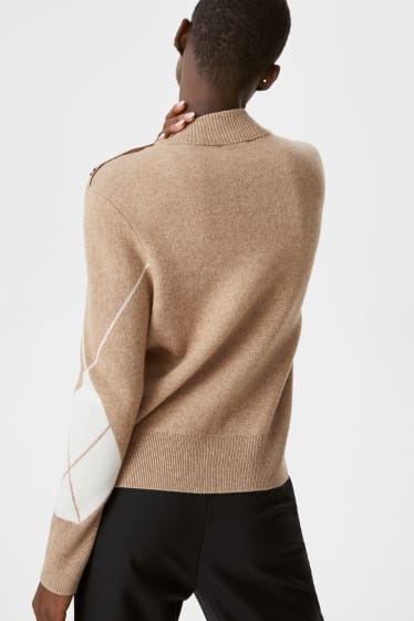 Kobiety - Sweter z cienkiej dzianiny - jasnobrązowy