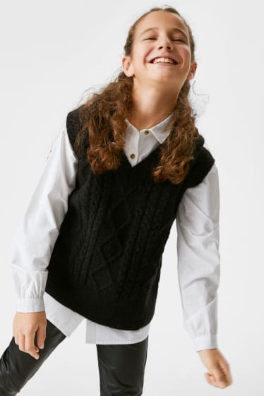 Kinderen - Set - overhemd en spencer - 2-delig - wit / zwart