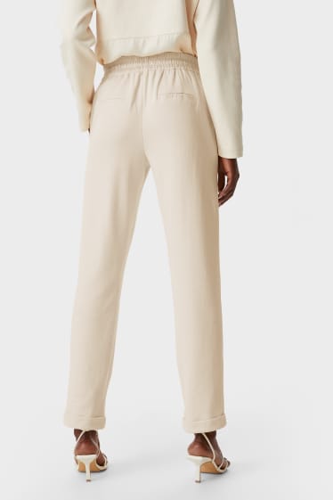 Women - Jersey trousers - regular fit - beige