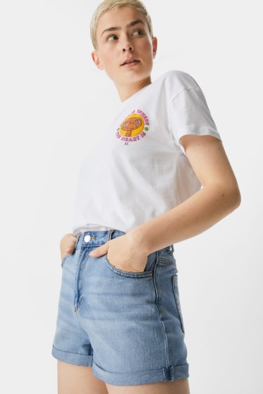 Teens & young adults - CLOCKHOUSE - denim shorts - high waist - denim-light blue