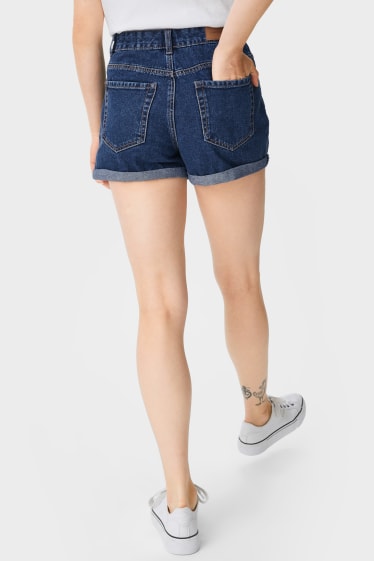 Women - CLOCKHOUSE - denim shorts - high waist - denim-blue