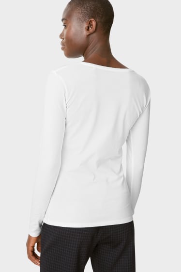 Dámské - Multipack 3 ks - tričko s dlouhým rukávem basic - černá/bílá