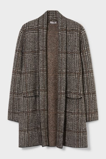 Women - Cardigan - check - black