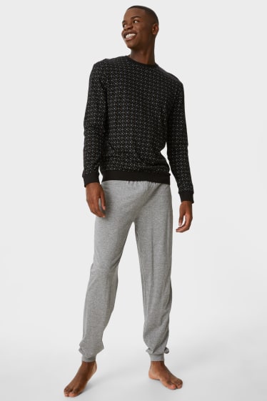 Heren - Pyjama - zwart / grijs