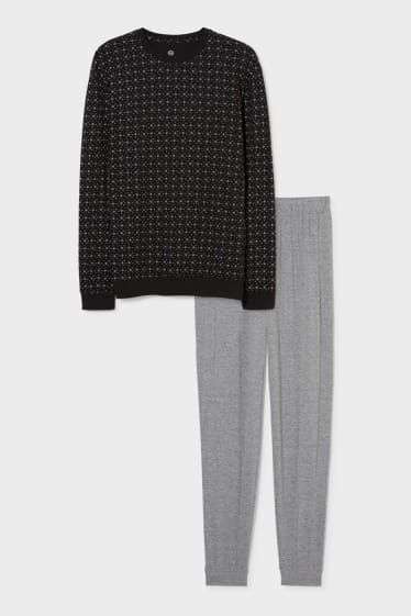 Heren - Pyjama - zwart / grijs