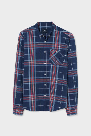 Heren - CLOCKHOUSE - overhemd - regular fit - button down - geruit - donkerblauw