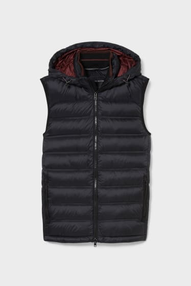 Heren - Donzen vest met capuchon - zwart