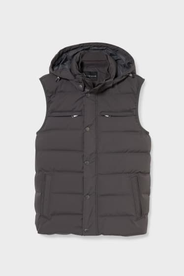 Men - Down gilet with hood - gray