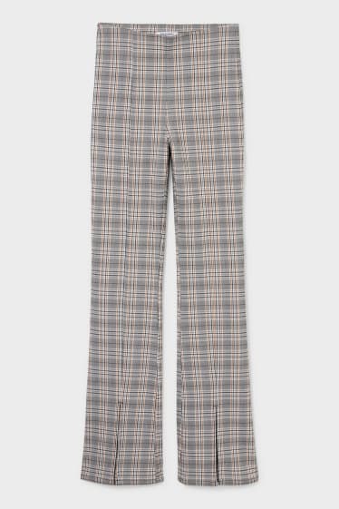 Dames - CLOCKHOUSE - pantalon - flared - geruit - grijs