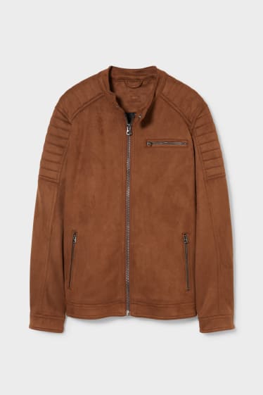 Men - Biker jacket - faux suede - havanna