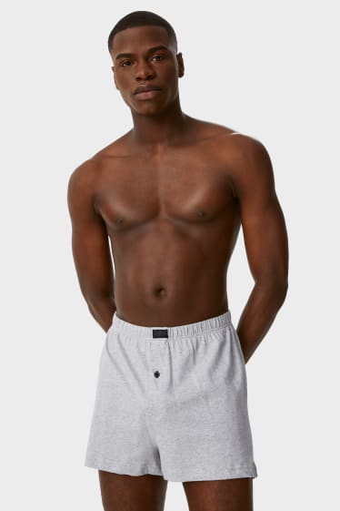 Uomo - Confezione da 3 - boxer - jersey - grigio / nero