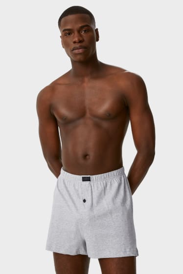 Heren - Set van 3 - boxershorts - jersey - grijs / zwart