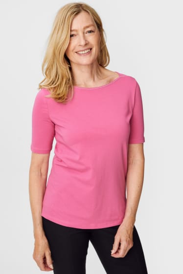 Donna - Confezione da 2 - t-shirt - rosa / blu scuro